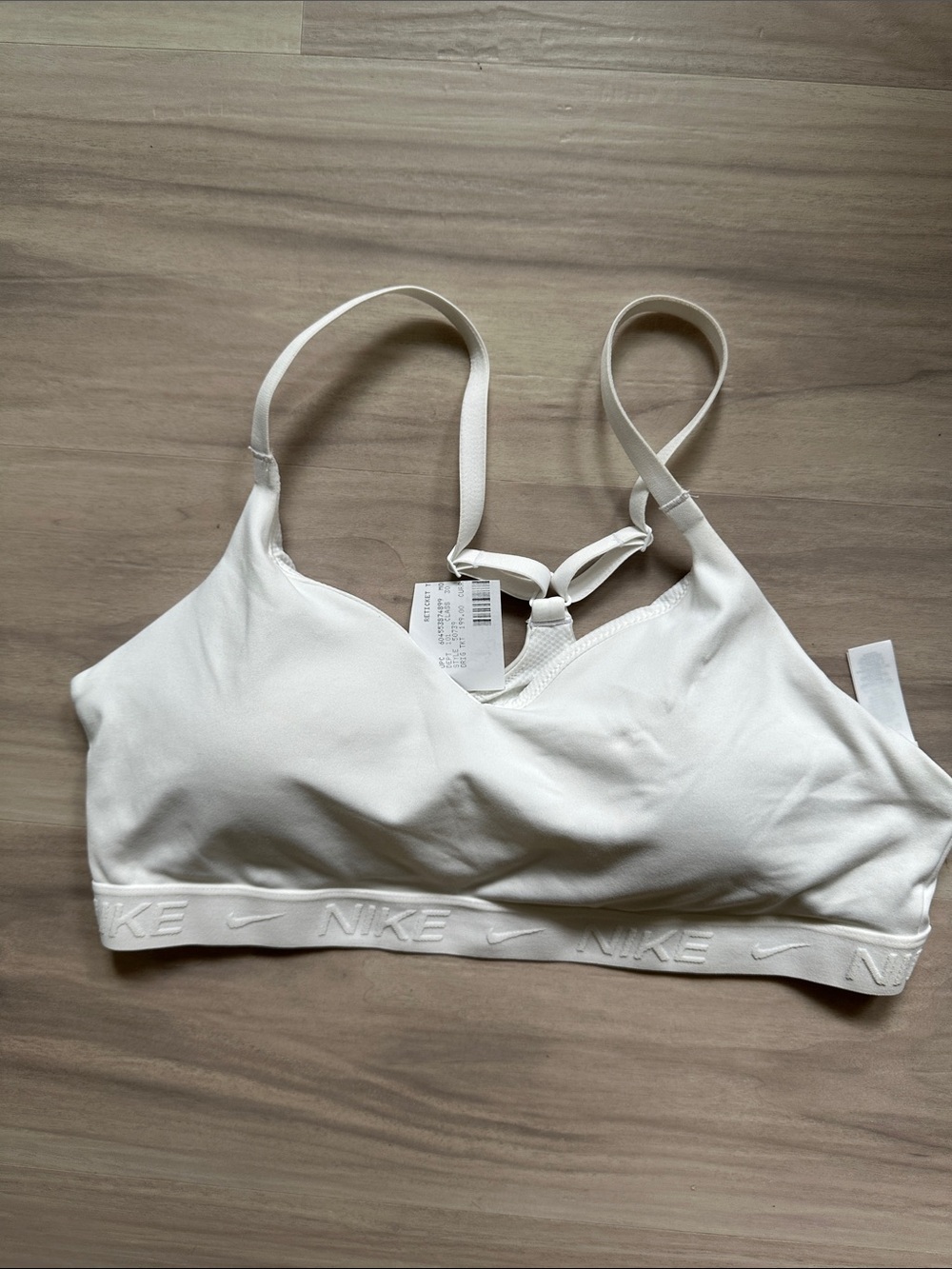 Nike White Wireless Light-Support Sports Bra